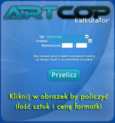 Kalkulator plexi ARTCOP